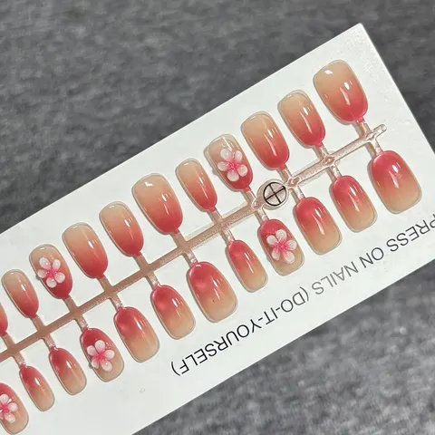 Hawaiian Frangipani Blush Ombré 3D Press-On Nails design 1