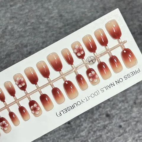 Hawaiian Frangipani Blush Ombré 3D Press-On Nails design 11