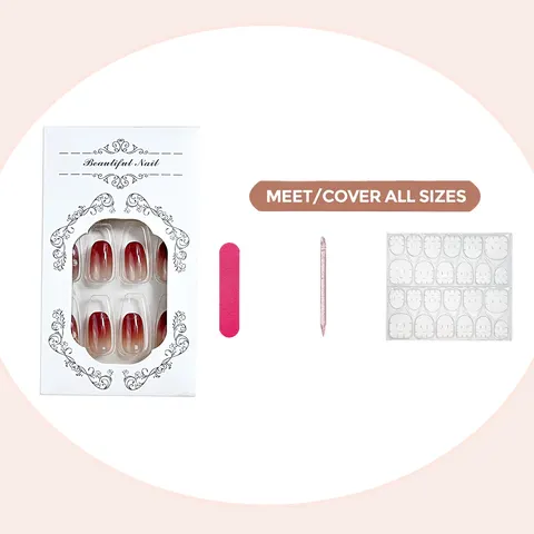 Hawaiian Frangipani Blush Ombré 3D Press-On Nails design 12