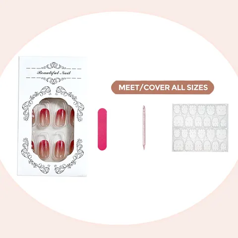 Hawaiian Frangipani Blush Ombré 3D Press-On Nails design 2