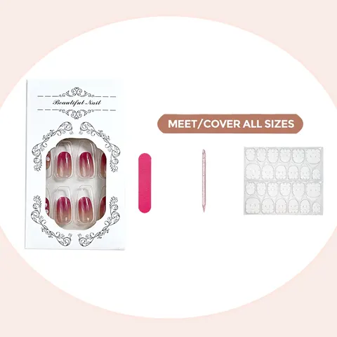 Hawaiian Frangipani Blush Ombré 3D Press-On Nails design 4