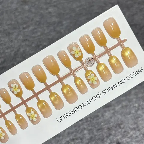 Hawaiian Frangipani Blush Ombré 3D Press-On Nails design 5
