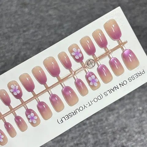 Hawaiian Frangipani Blush Ombré 3D Press-On Nails design 7