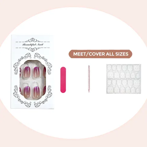 Hawaiian Frangipani Blush Ombré 3D Press-On Nails design 8