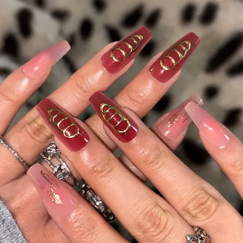 Holiday Leopard Gold Foil French Medium Square Press-On Nails photo 2