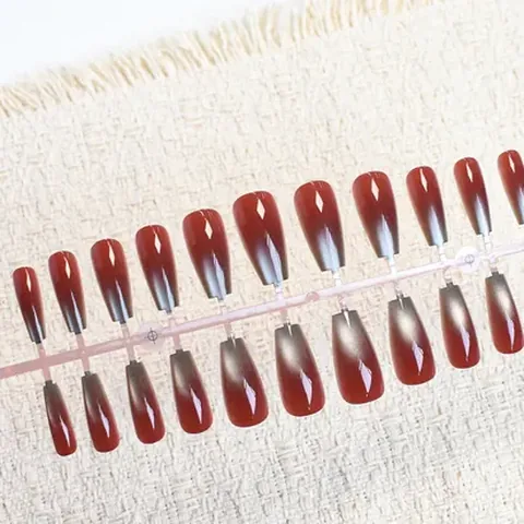 Jelly Ombré Glass-Bead Cat Eye Medium Press-On Nails design 1