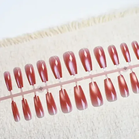 Jelly Ombré Glass-Bead Cat Eye Medium Press-On Nails design 2