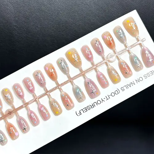 Macaron Ombré Star Cat Eye Almond Press-On Nails photo 4