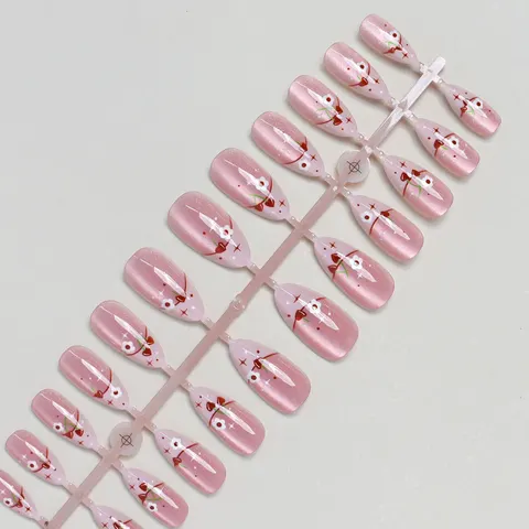 Nude Pink Cherry French Almond Press-On Nails design 1