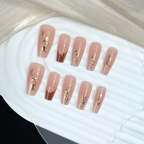 Pink Blush Leopard French Medium Square Press-On Nails photo 5