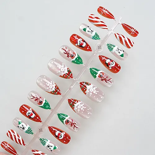 Reindeer and Snowflake Christmas Cat Eye Almond Press-On Nails photo 4