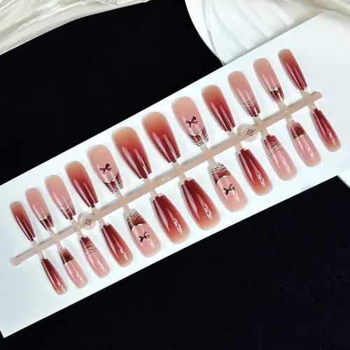 Soft Ombré Leopard Gold Foil Cat Eye Medium Square Press-On Nails photo 4