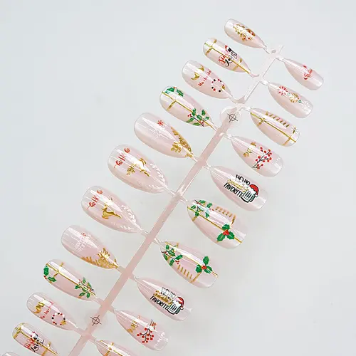 Sparkle Santa and Snowflake Gold Foil Christmas Press-On Nails photo 4