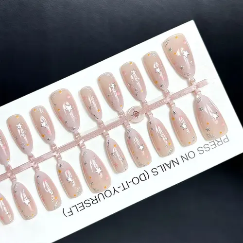 Star and Snowflake French Cat Eye Almond Press-On Nails photo 4